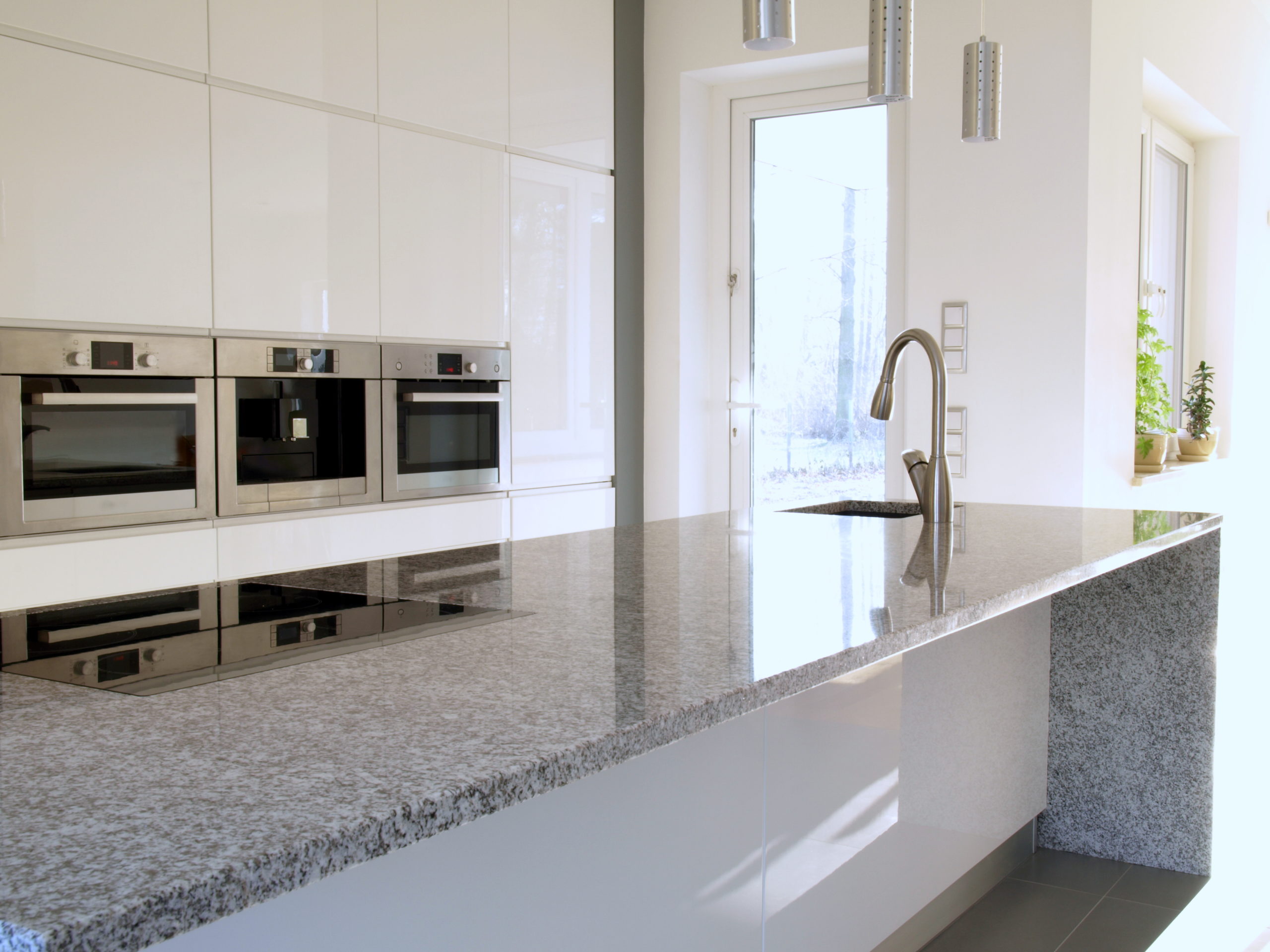 Finished granite countertop installation in a Tucson home